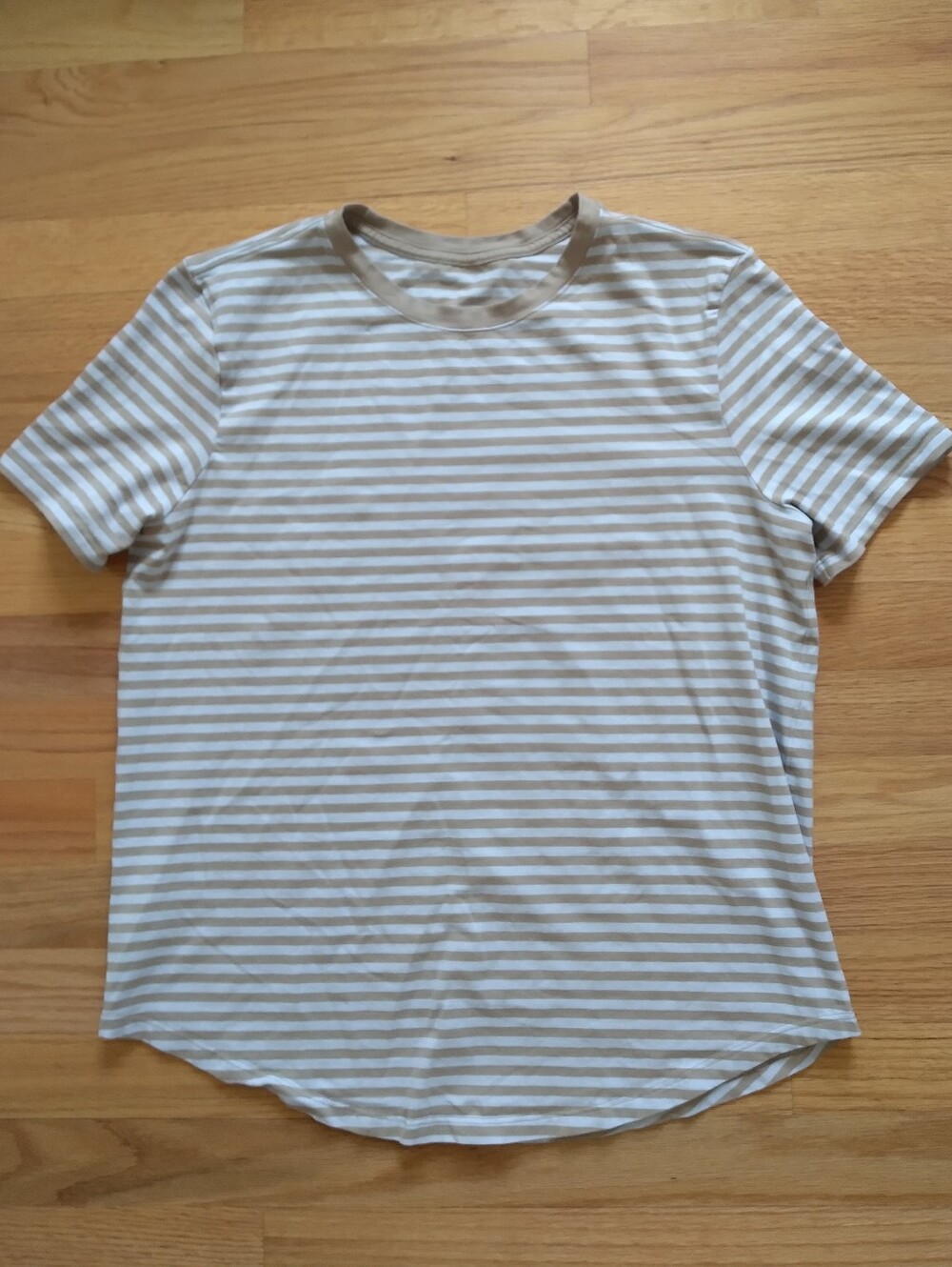 Lululemon Love Crewneck Tan Striped Short Sleeve Tee